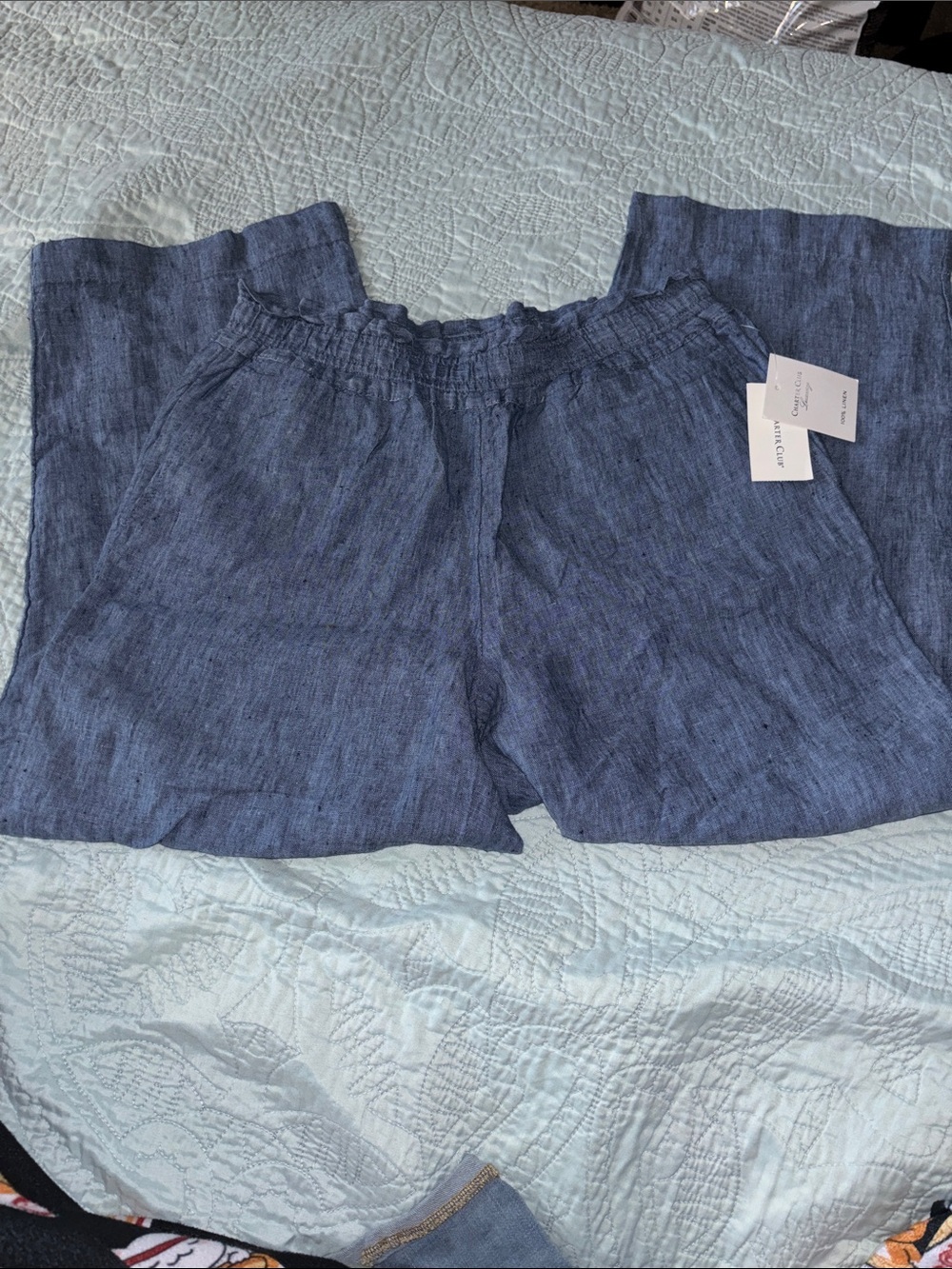 Charter Club Denim-Blue Linen Pants